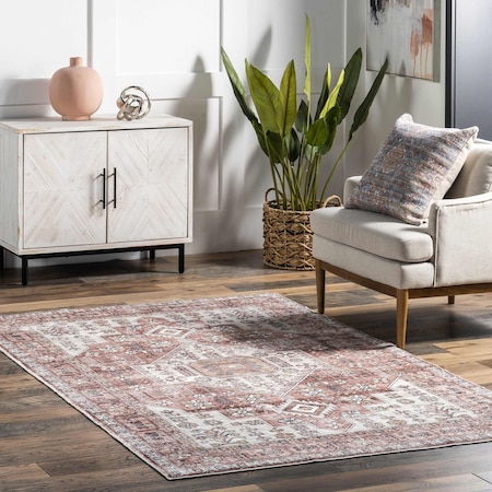 Nuloom Evon Traditional Medallion Machine Washable Area Rug 4ft x 6ft BICL02A-406